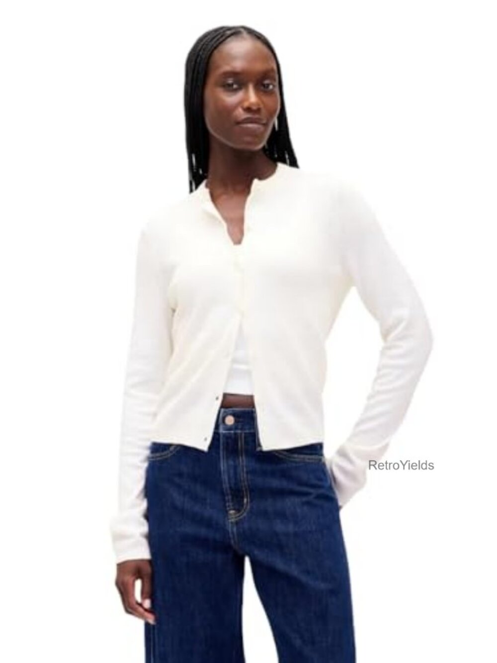 Gap Cashsoft Cropped Cardigan Relaxed Fit Long Sleeve Pull On Sweater